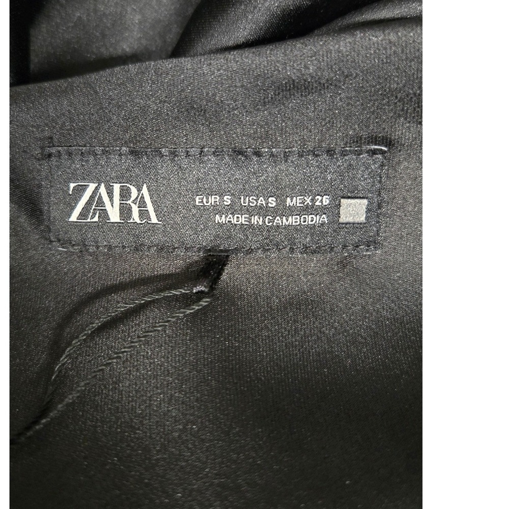 Zara Satin High Neck Ruched Maxi Dress Sleeveless‎ Formal Evening Black Size S - Picture 3 of 11
